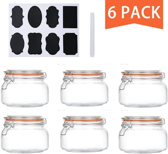 Encheng Wide Mouth Glass Jars With Hinged Lids (6-Pack)