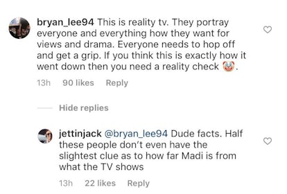 Jack Weber's Instagram comments about Madison Prewett are brutal.