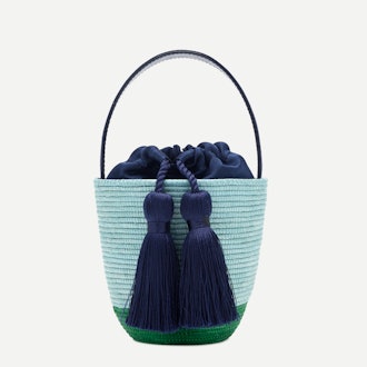 Party pail bucket bag - Navy/Pale Mint/Kelly Green