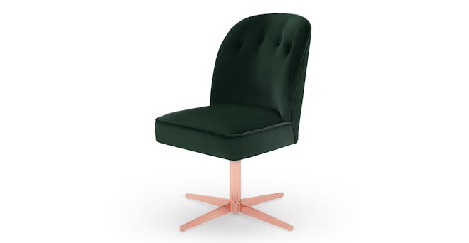Margot Office Chair, Pine Green Velvet and Copper