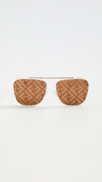 Peach Logo Square Aviator Sunglasses