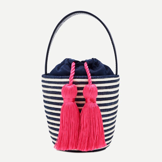 Party pail bucket bag, Navy/Fuschia