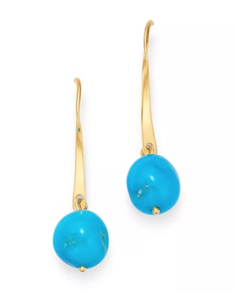 Turquoise Drop Earrings in 14K Yellow Gold