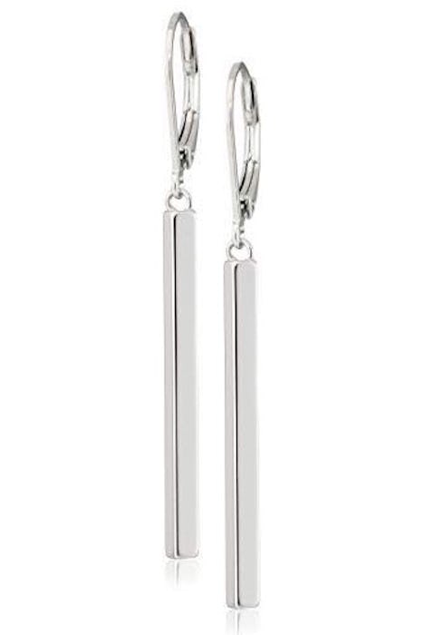 Amazon Collection Sterling Silver Vertical Bar Dangle Earrings