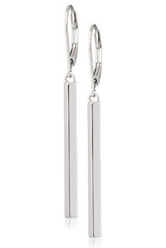 Amazon Collection Sterling Silver Vertical Bar Dangle Earrings