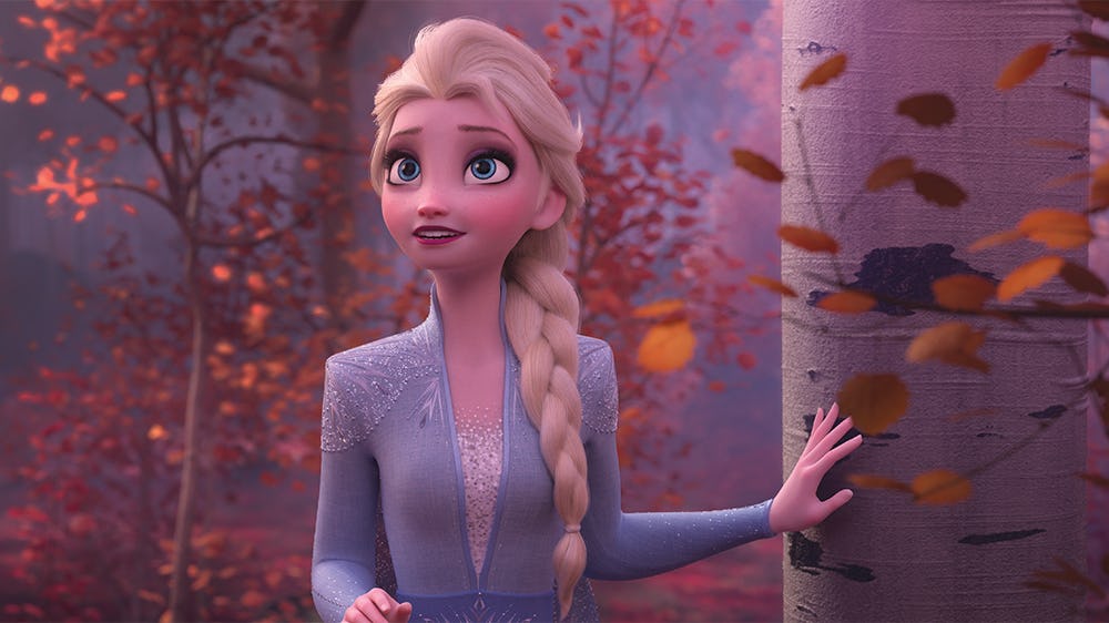 Elsa in a scene from Frozen 2, available on Disney+ starting three months early, on March 15