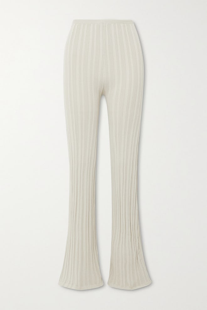 Daisy Ribbed-Knit Flared Pants