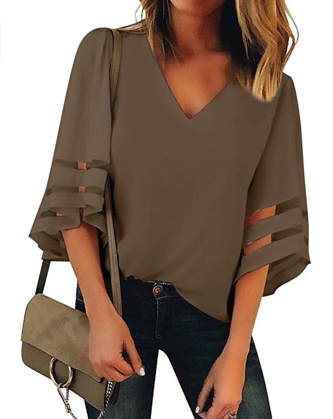 LookbookStore Mesh Panel Blouse