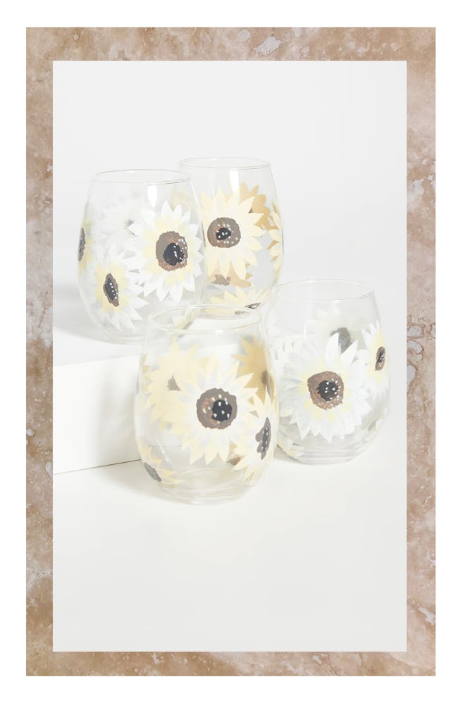 Shopbop @Home Set of 4 Sunflower Stemless Wineglasses  