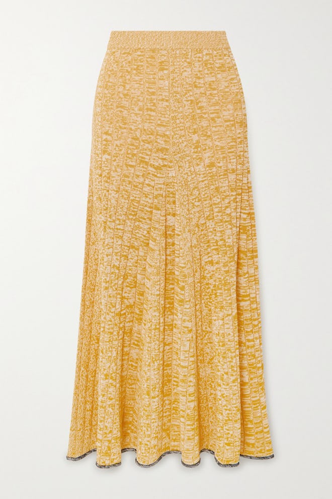 Sally Mélange Ribbed-Knit Midi Skirt