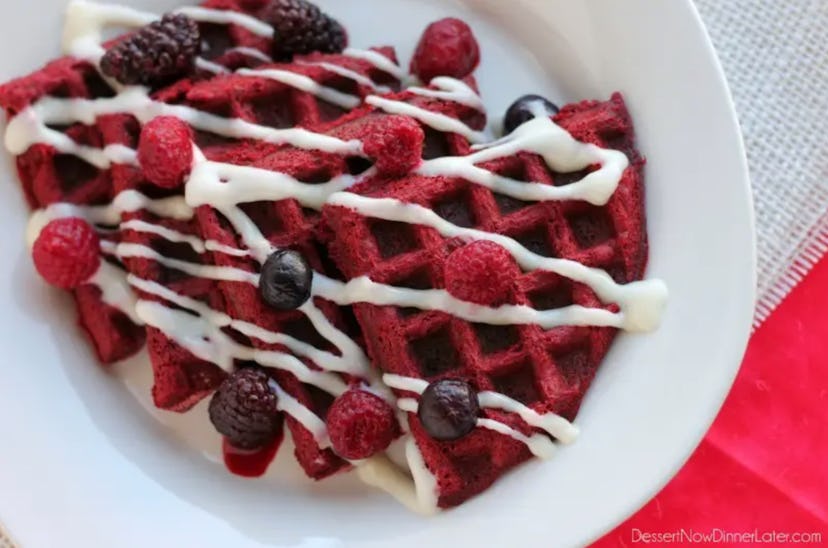 Red Velvet Waffles combine your favorite treat into one.