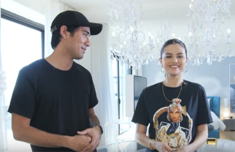 A screenshot from the video of Selena Gomez and Zach King TikToking.