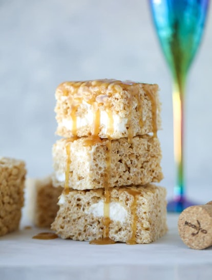 Rice Krispie treats are an easy homemade dessert and this version from How Sweet It Is comes topped ...