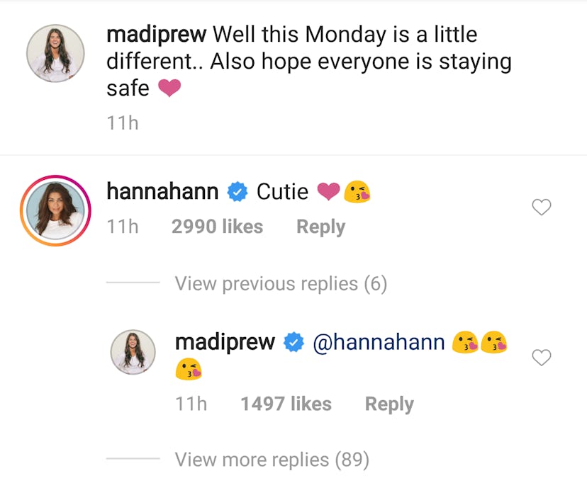 Hannah Ann and Madison's comments to Madison's post