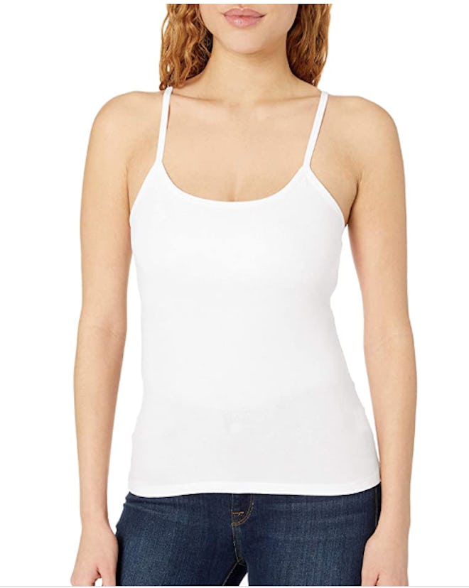 Hanes Stretch Cotton Cami With Built-In Shelf Bra