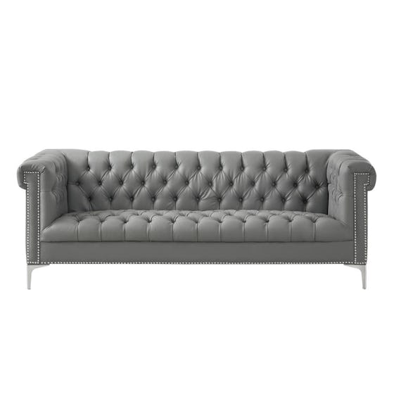 Ramona Grey/Silver Faux Leather Sofa