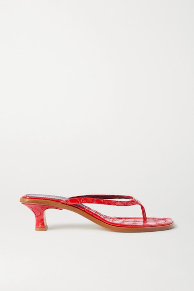 Alix Croc-Effect Patent-Leather Sandals