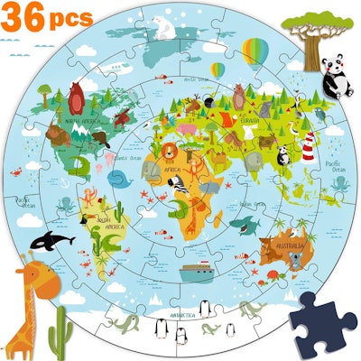 Kids Wooden World Map Jigsaw Puzzle Toy