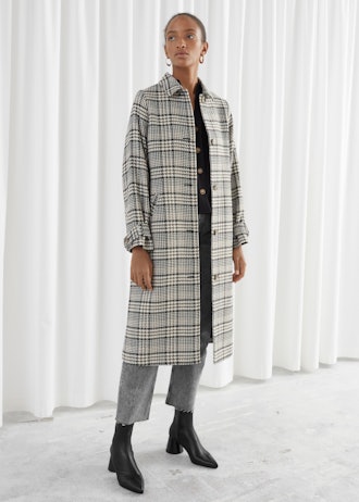 Plaid Check Long Tailored Coat