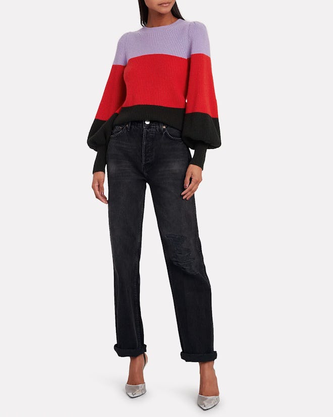 Sammy Colorblock Cashmere-Lambswool Sweater