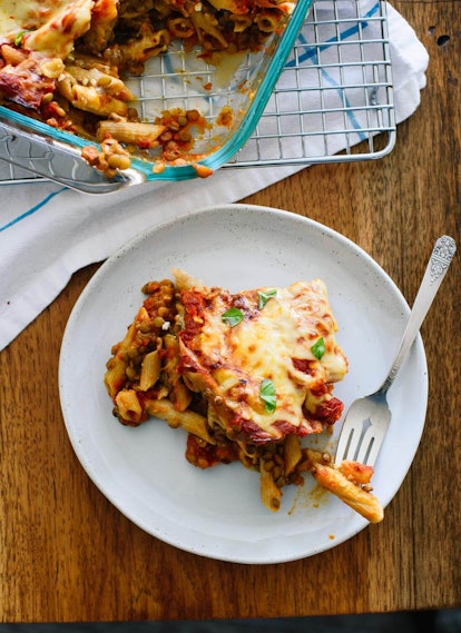 Cookie and Kate's lenti baked ziti turns pantry staples into a delicious casserole.