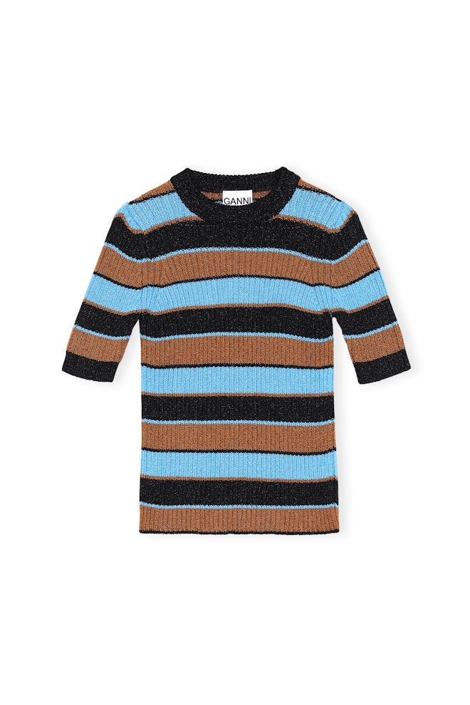 Lurex Striped Knit Striped T-Shirt 