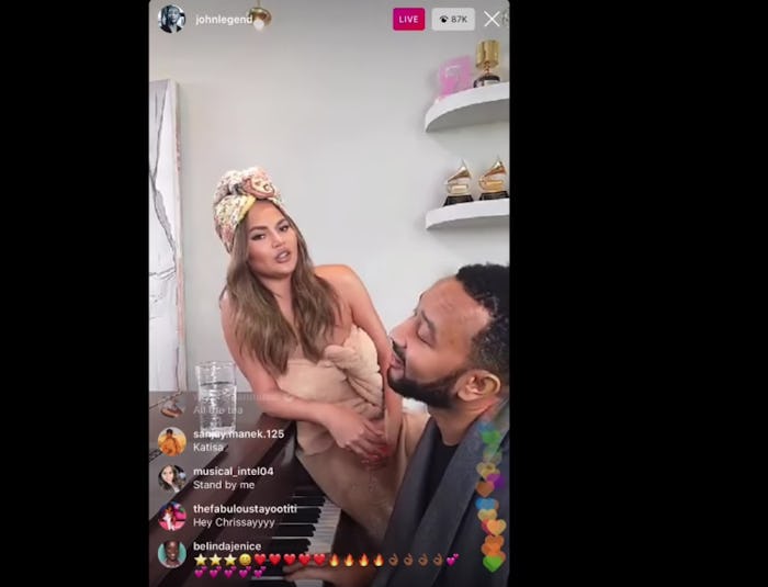 John Legend and Chrissy Teigen took to Instagram on Tuesday, March 17 to host a free concert while p...