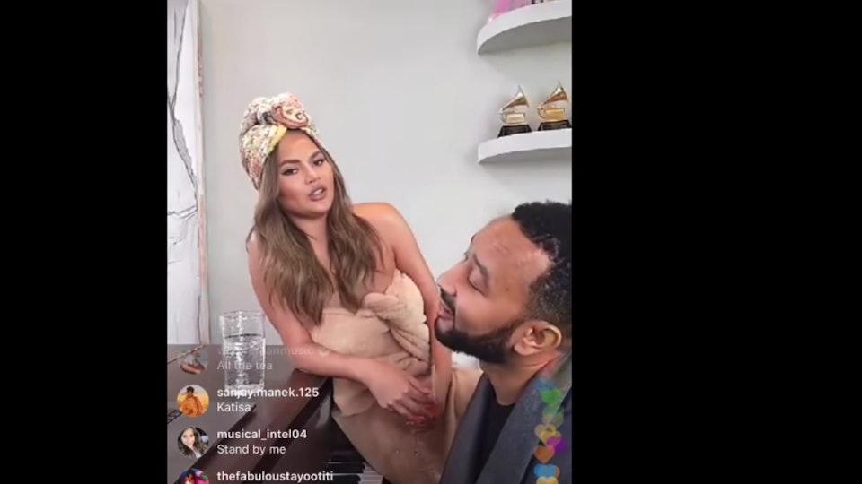 Rewatch John Legend S At Home Concert Featuring Chrissy Teigen In A Towel Dress