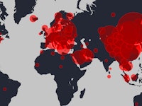 World map of the most infected places with coronavirus 