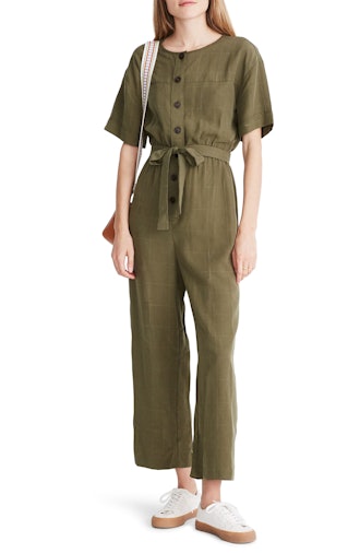 Madewell Short Sleeve Belted Jumpsuit