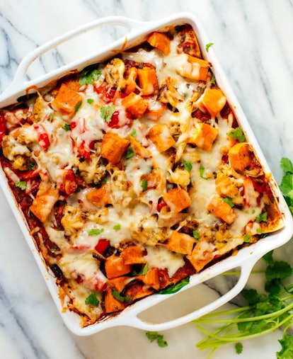 Cookie and Kate vegetarian enchilada casserole is the perfect comfort food recipe.