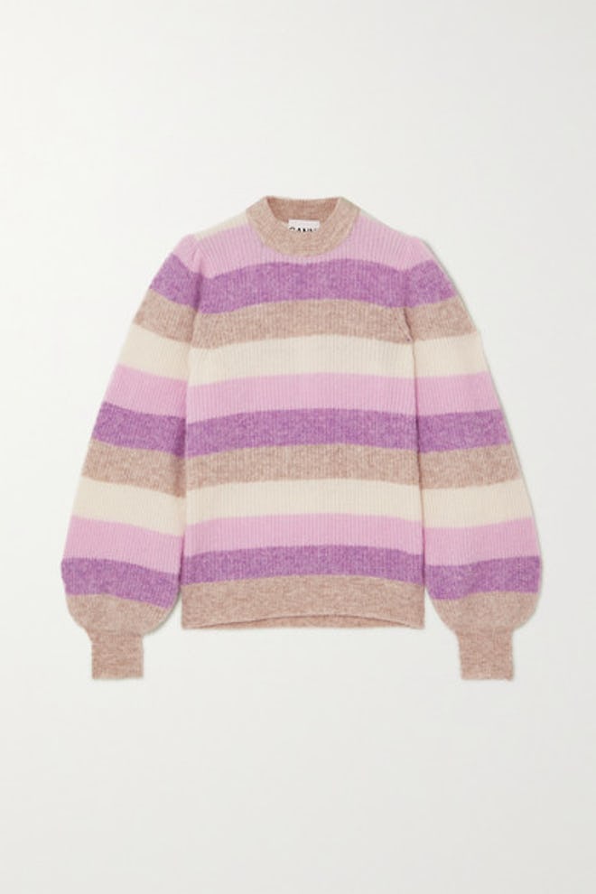 Striped Ribbed-Knit Sweater