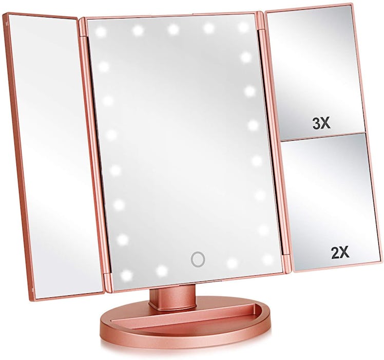 Flymiro Tri-fold Lighted Vanity Makeup Mirror 