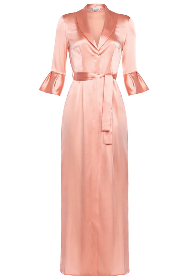 Pink Long Silk Belted Robe
