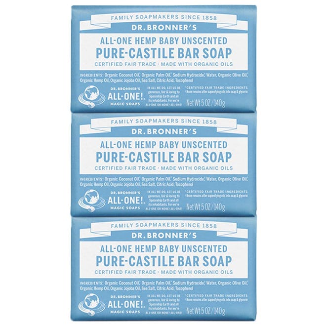 Dr. Bronner's Unscented Pure-Castile Bar Soap (3 Pack)