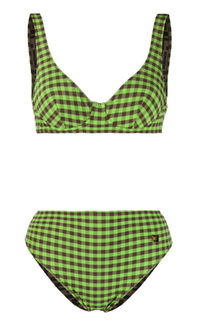 Gingham Check and FF Logo Reversible Bikini