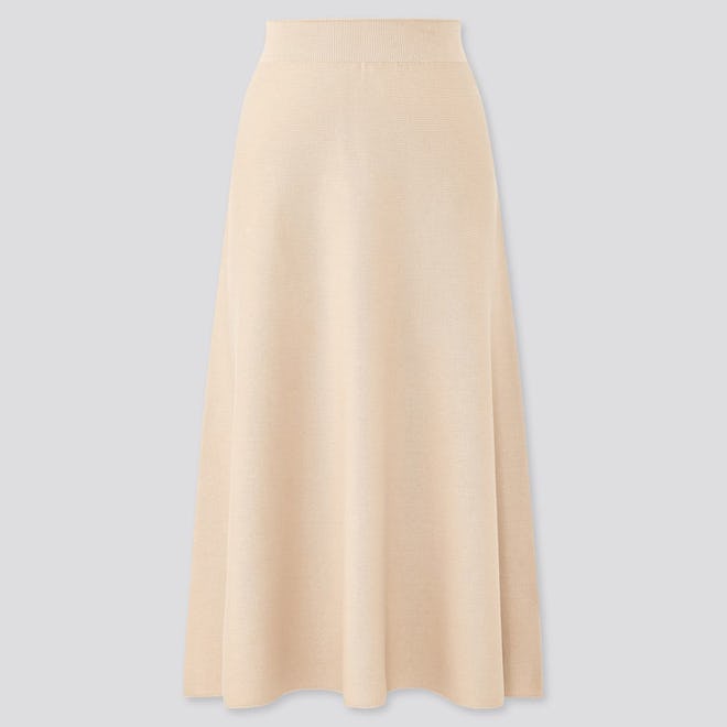 3D Cotton Flare Midi Skirt