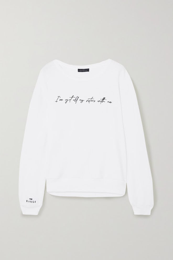 + International Women's Day embroidered cotton-blend terry sweatshirt