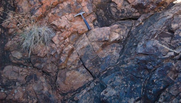 pillow basalt rock with a pickaxe 