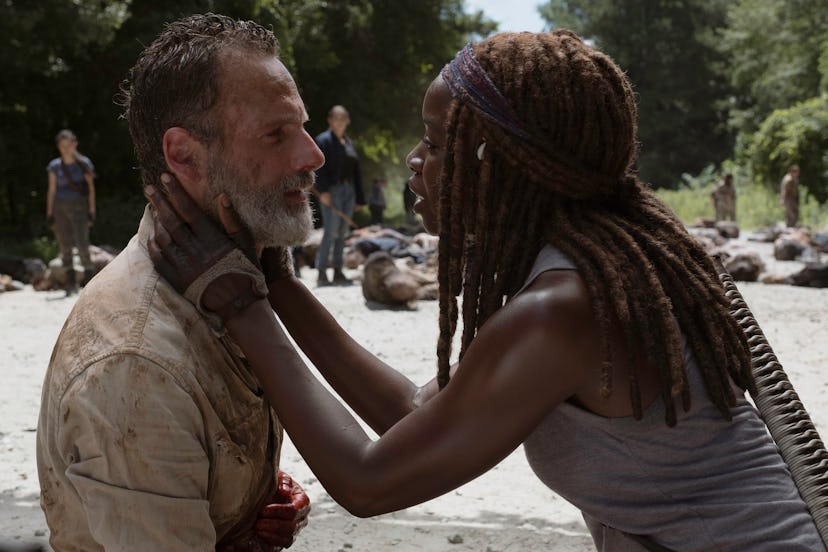 Andrew Lincoln as Rick Grimes and Danai Gurira as Michonne in The Walking Dead