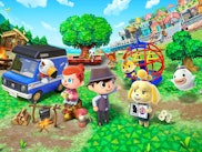 A crowded part with various characters in "Animal Crossing: New Horizons"