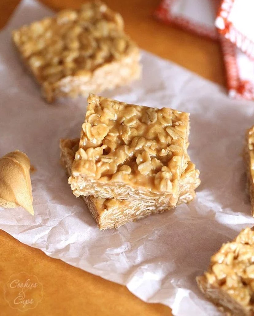 3 Ingredient No Bake Peanut Butter Oat Squares