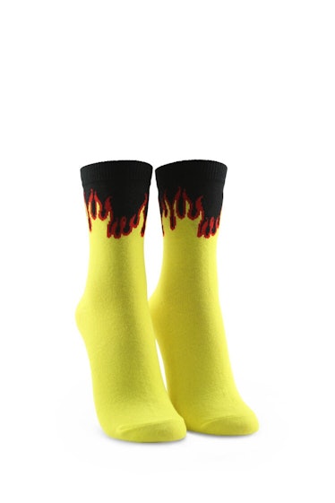 Forever 21 Flame Graphic Crew Socks