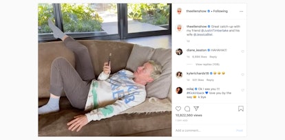 Ellen DeGeneres cold-calls John Legend and Chrissy Teigen from her couch.
