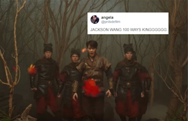 A screenshot from Jackson Wang's "100 Ways" music video. These tweets about Jackson Wang's "100 Ways...