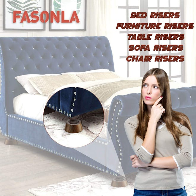FASONLA Wooden Bed Risers (8-Pieces)