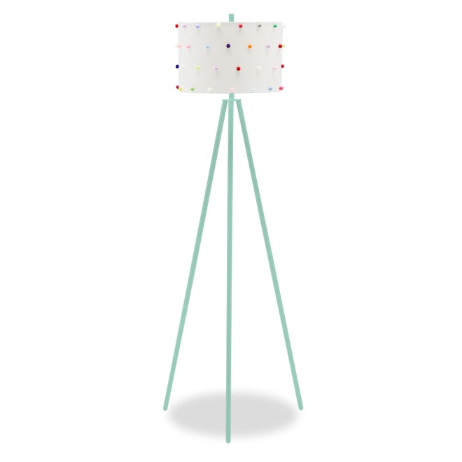 Drew Barrymore For Kids Rainbow Dots Shade With Mint Chip Tripod Floor Lamp