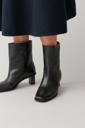 Leather Boots with Tilted Heel