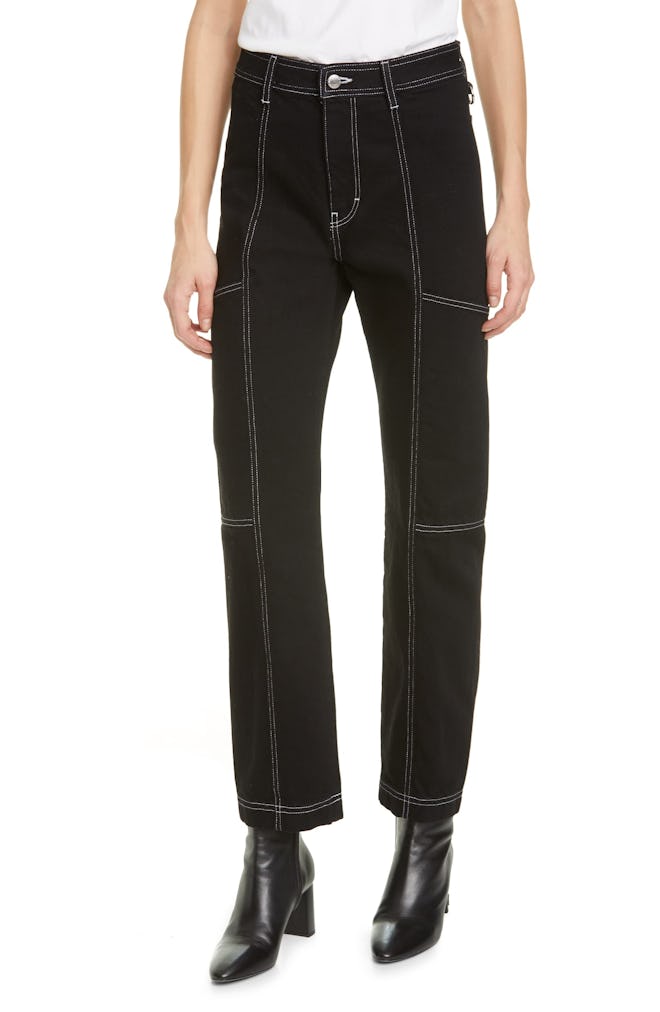 Paneled Straight Leg Jeans