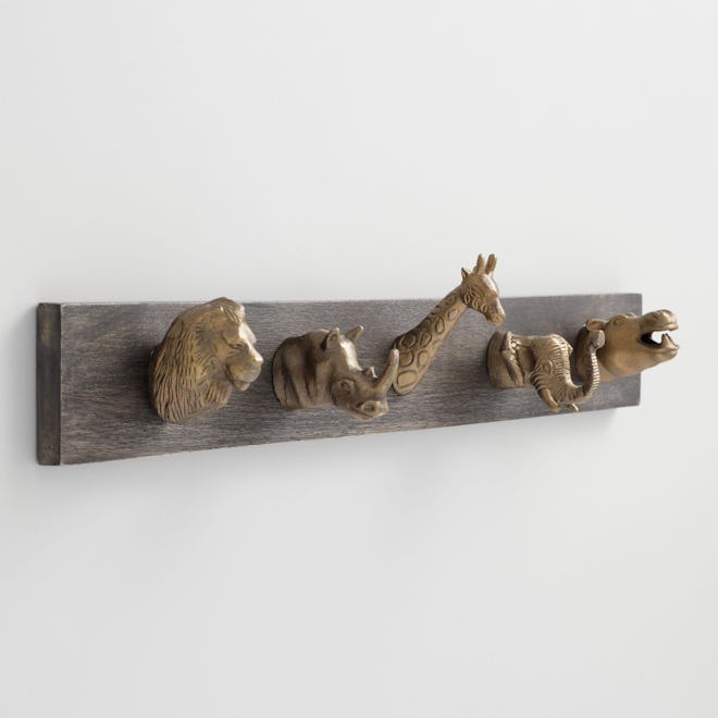 Safari Animal 5 Hook Wall Rack